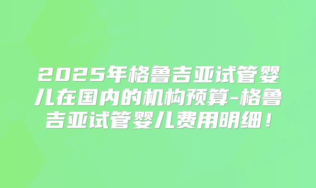 2025年格鲁吉亚试管婴儿在国内的机构预算-格鲁吉亚试管婴儿费用明细！
