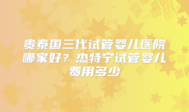 贵泰国三代试管婴儿医院哪家好？杰特宁试管婴儿费用多少