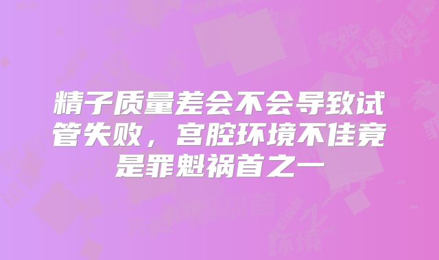 精子质量差会不会导致试管失败，宫腔环境不佳竟是罪魁祸首之一
