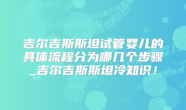 吉尔吉斯斯坦试管婴儿的具体流程分为哪几个步骤_吉尔吉斯斯坦冷知识!