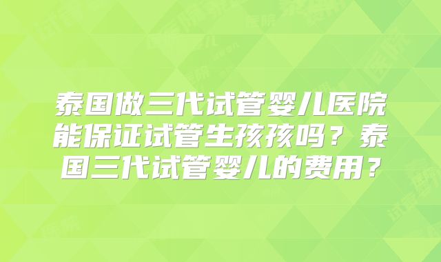 泰国做三代试管婴儿医院能保证试管生孩孩吗?泰国三代试管婴儿的费用?