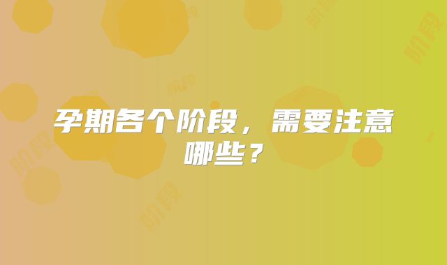 孕期各个阶段,需要注意哪些?