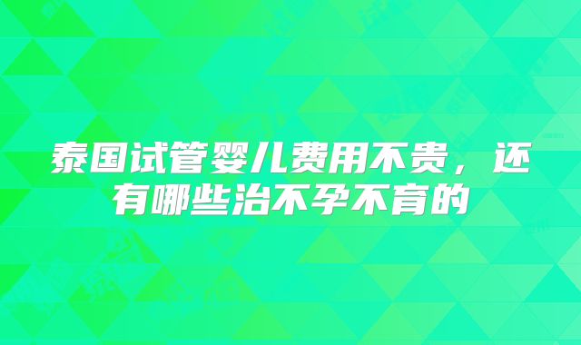 泰国试管婴儿费用不贵,还有哪些治不孕不育的