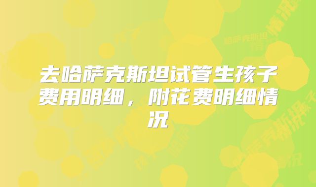 去哈萨克斯坦试管生孩子费用明细,附花费明细情况