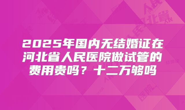 2025年国内无结婚证在河北省人民医院做试管的费用贵吗?十二万够吗