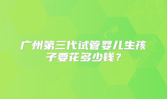 广州第三代试管婴儿生孩子要花多少钱?