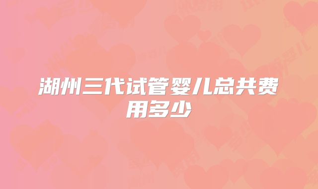 湖州三代试管婴儿总共费用多少