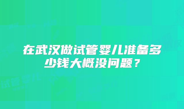 在武汉做试管婴儿准备多少钱大概没问题？