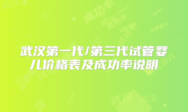 武汉第一代/第三代试管婴儿价格表及成功率说明