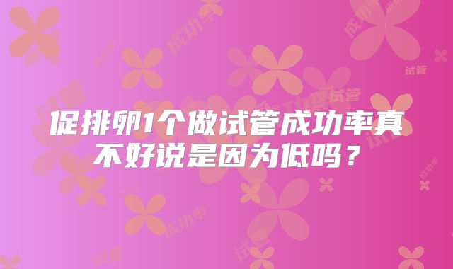 促排卵1个做试管成功率真不好说是因为低吗？