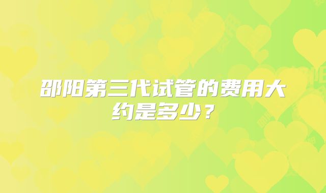 邵阳第三代试管的费用大约是多少？