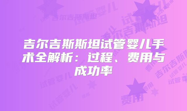 吉尔吉斯斯坦试管婴儿手术全解析:过程、费用与成功率