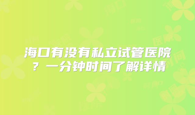 海口有没有私立试管医院？一分钟时间了解详情