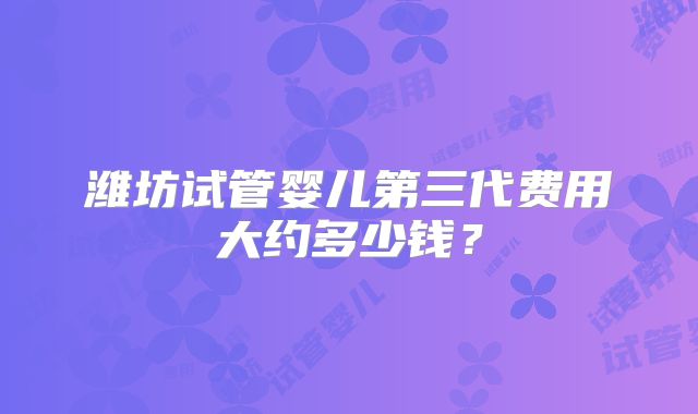 潍坊试管婴儿第三代费用大约多少钱?
