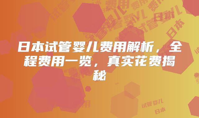 日本试管婴儿费用解析，全程费用一览，真实花费揭秘