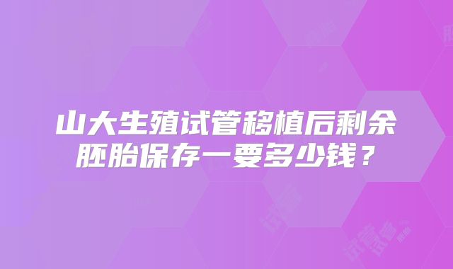 山大生殖试管移植后剩余胚胎保存一要多少钱？