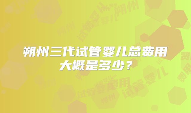 朔州三代试管婴儿总费用大概是多少？