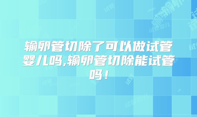 输卵管切除了可以做试管婴儿吗,输卵管切除能试管吗！