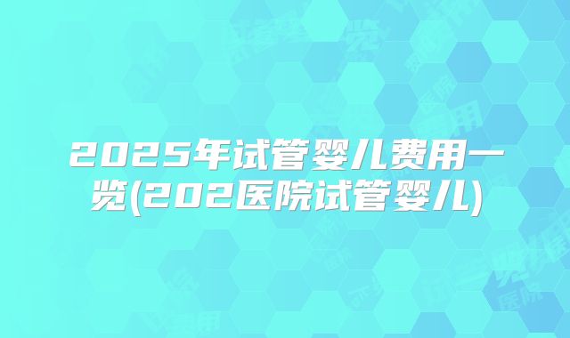 2025年试管婴儿费用一览(202医院试管婴儿)