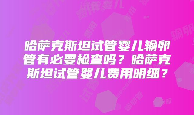 哈萨克斯坦试管婴儿输卵管有必要检查吗？哈萨克斯坦试管婴儿费用明细？