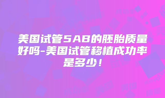 美国试管5AB的胚胎质量好吗-美国试管移植成功率是多少！