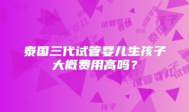 泰国三代试管婴儿生孩子大概费用高吗？