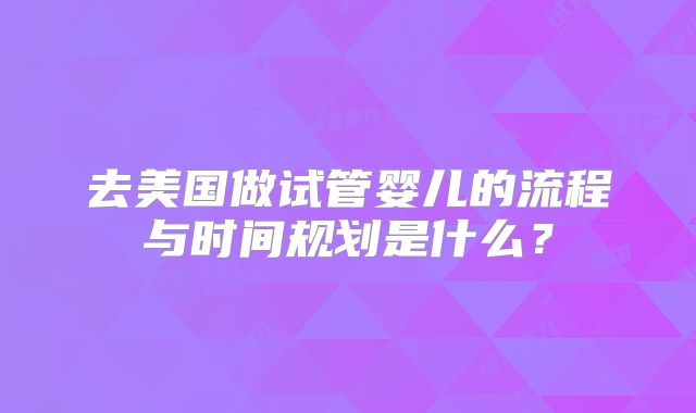 去美国做试管婴儿的流程与时间规划是什么？