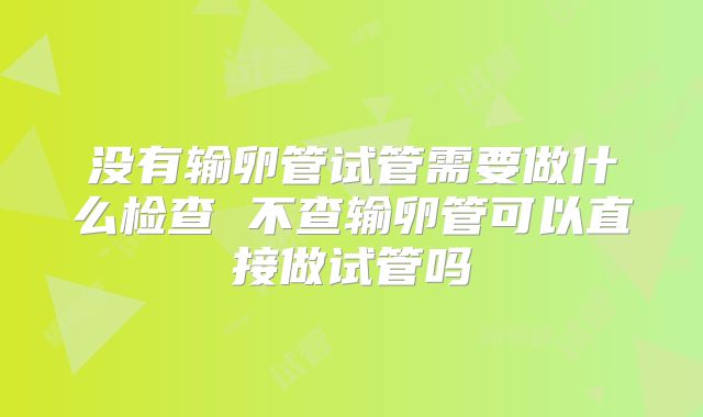 没有输卵管试管需要做什么检查 不查输卵管可以直接做试管吗