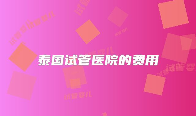 泰国试管医院的费用