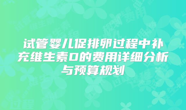 试管婴儿促排卵过程中补充维生素D的费用详细分析与预算规划