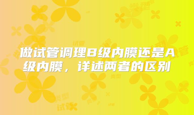 做试管调理B级内膜还是A级内膜，详述两者的区别