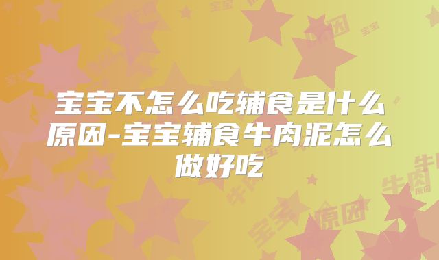 宝宝不怎么吃辅食是什么原因-宝宝辅食牛肉泥怎么做好吃
