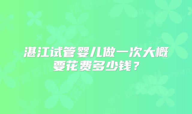 湛江试管婴儿做一次大概要花费多少钱?