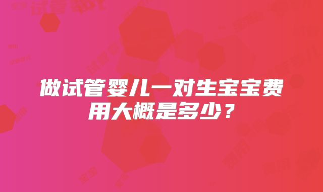 做试管婴儿一对生宝宝费用大概是多少？