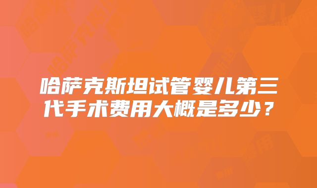 哈萨克斯坦试管婴儿第三代手术费用大概是多少?