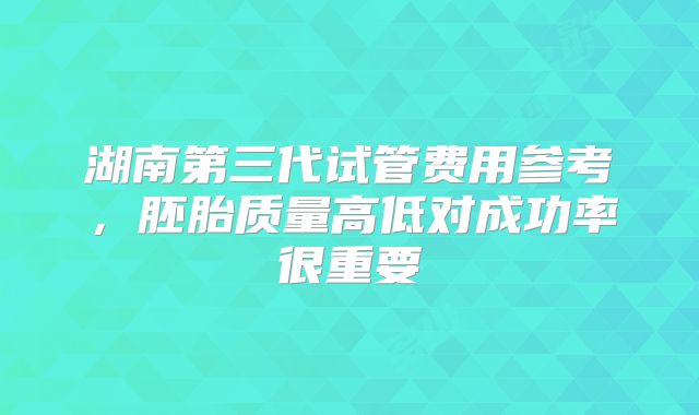 湖南第三代试管费用参考,胚胎质量高低对成功率很重要