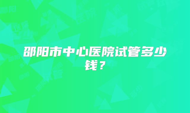 邵阳市中心医院试管多少钱?