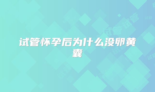 试管怀孕后为什么没卵黄囊
