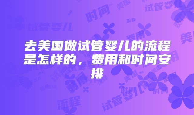 去美国做试管婴儿的流程是怎样的,费用和时间安排