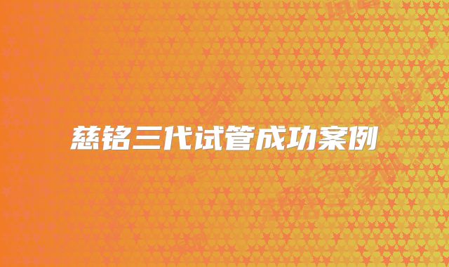 慈铭三代试管成功案例