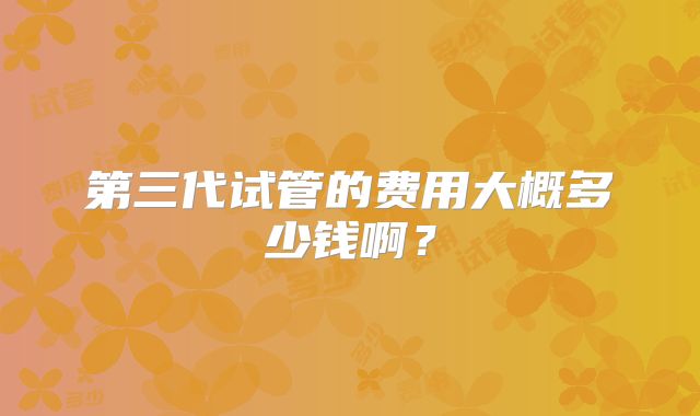 第三代试管的费用大概多少钱啊？