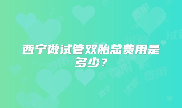 西宁做试管双胎总费用是多少?
