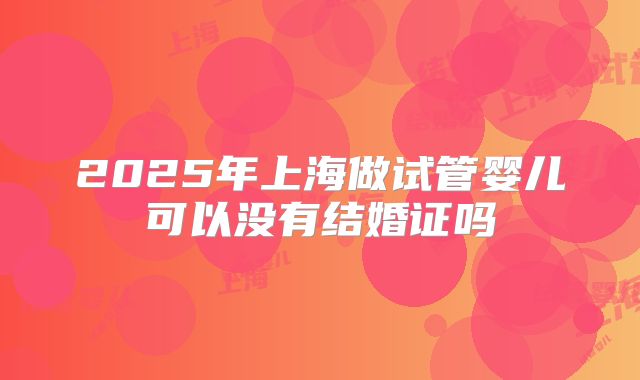 2025年上海做试管婴儿可以没有结婚证吗