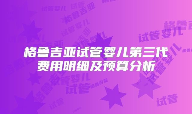 格鲁吉亚试管婴儿第三代费用明细及预算分析