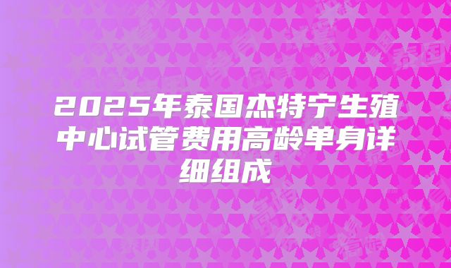 2025年泰国杰特宁生殖中心试管费用高龄单身详细组成
