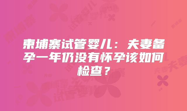 柬埔寨试管婴儿:夫妻备孕一年仍没有怀孕该如何检查?
