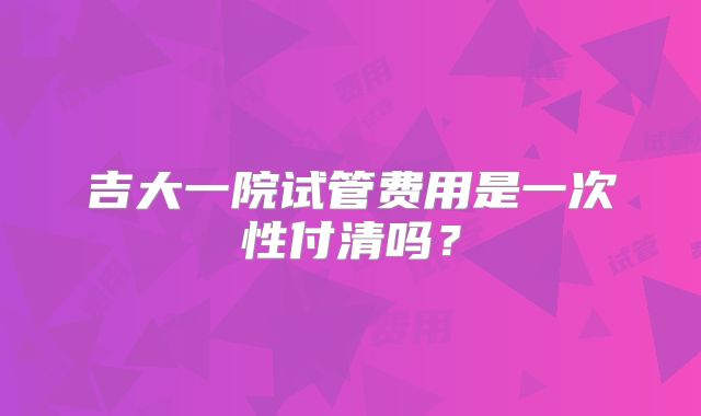 吉大一院试管费用是一次性付清吗?