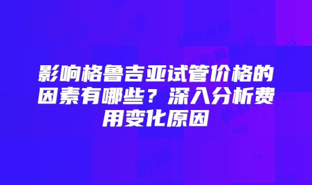 影响格鲁吉亚试管价格的因素有哪些？深入分析费用变化原因