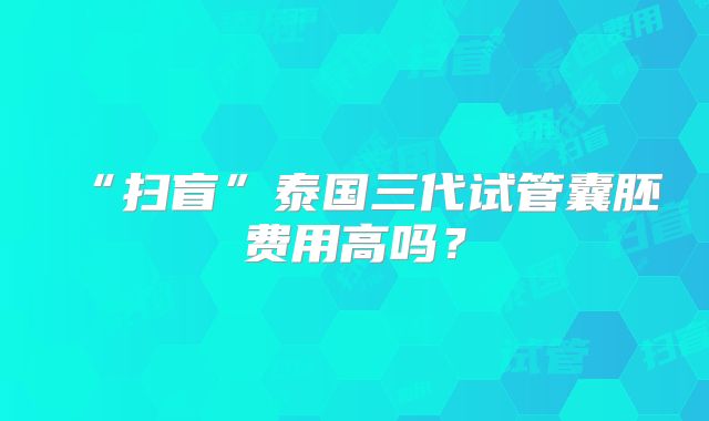 “扫盲”泰国三代试管囊胚费用高吗?