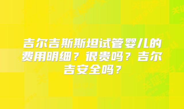 吉尔吉斯斯坦试管婴儿的费用明细？很贵吗？吉尔吉安全吗？